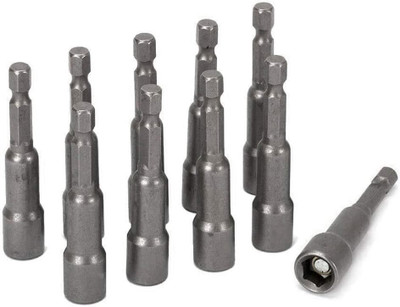 uptodatetools 10 Pcs Power Nut Driver Set 8MM Hex Shank Magnetic Extension Socket