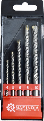maf 5Pc Masonry Wall Drill Bit Set | Round Shank & Industrial Strength Carbide Tip for Tile, Brick, Cement, Concrete, Plastic & Wood (4, 5, 6, 8, 10mm)
