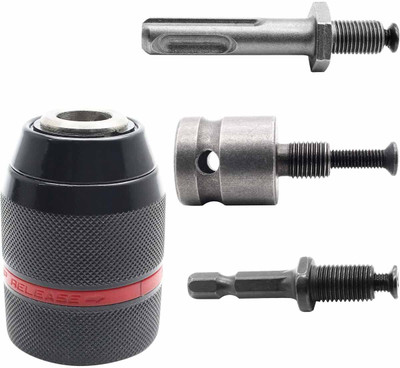 uptodatetools 13mm Keyless Metal Drill Chuck 4Pcs Drill Chuck Converter Set SDS-Plus Shank 1/4 Inch Hex Shank 1/2 Inch Impact Wrench Adapter