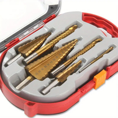 AS TOOL CENTER 6pcs Step Drill Bit Saw Drill Bit Set, Titanium Milling Cutter Surface Treatment: Titanium Plating 6pcs