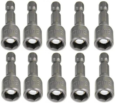 uptodatetools Hex Magnetic Power 8mm 5/16 Socket Adapter Drill Bit Nut Driver Set 1/4 inch Hex for Power Tools, 10-Piece