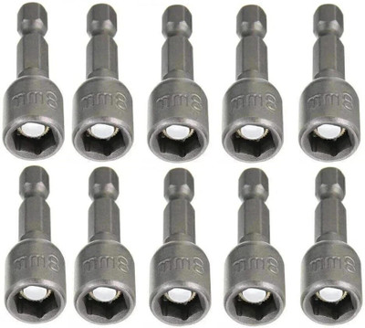 uptodatetools Hex Magnetic Power 8mm 5/16 Socket Adapter Drill Bit Nut Driver Set 1/4 inch Hex for Power Tools, 10-Piece