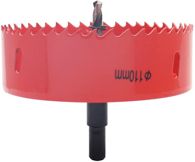 uptodateprouducts 1 PCS 110mm/4.33 Inch Hole Saw Bi-Metal Saw Drilling Tool with Twist Drill Bit General Purpose Saw for Cornhole Boards Wood Plasterboard Plywood Plastic