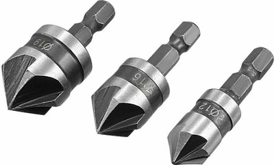 apex ecomm 3 pcs 5 Flute Countersink Drill Bit Set