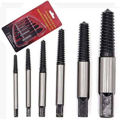 uptoak Broken Bolt Extractor Kit, 6 Pcs Pipe Screw Extractor Set, Easy Out Damaged Bolt Water Pipe Remover Set for 1/8 to 1 inch Thread Broken Stud, Screw, Bolt, Masonry Bits Set(Pack of 6)