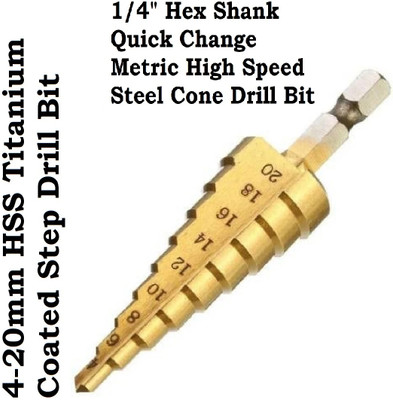 REIOENT HAVYQUALITY 4-20mm HSS Titanium Coated Step Drill Bit High Speed Steel Cone Drill Bit