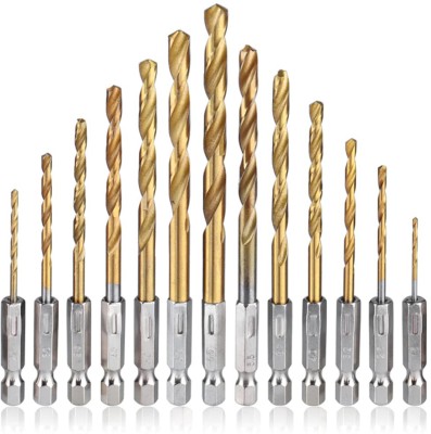 ATC 13PCS Drill Bit Set ATC 13 Pieces Titanium Coated HSS Twist Drill Bit Set