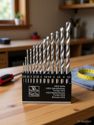 Kiesh Drill Bits 13 pcs of High Speed Steel HSS Drill Bit set for drilling wood, steel, plastic and aluminium 1.5-6.5 mm Pack Of 1 DB149 Rotary Tool(6.5 mm)