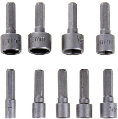 wagela 9pcs Nut Driver Drill Bit Set Impact Ready Socket Bit Chuck Adapter Auger Drill Bits Set(Pack of 9)