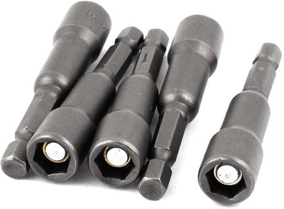 KIESH 8 mm Metal Magnetic Power Hex Socket Nut Setters Driver 5 Pcs Socket Set(Pack of 5)
