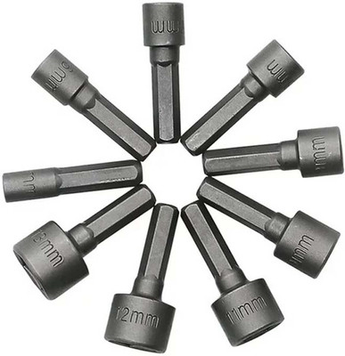 apex ecom 9PCS 5-13mm Metric Socket Nut Impact Driver Adapter Drill Bits 1/4 Inch Hex Tool Set Nut Driver Socket Bit Set (5mm 6mm 7mm 8mm 9mm 10mm 11mm 12mm 13mm)