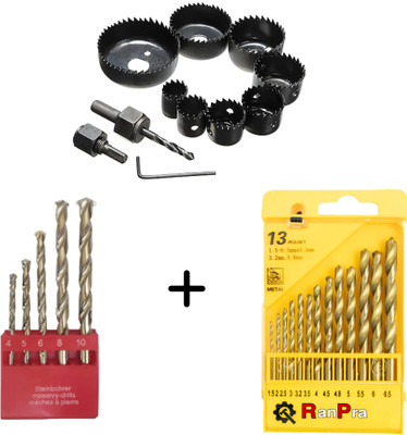 RanPra HOLE SAW SET (11PCS) WITH 5PCS DRILL BITS & 13PCS MULTI-SIZE DRILL BIT SET