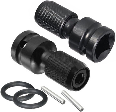 AS TOOL CENTER Quick Release 2Pcs 1/2-Inch Square Drive to 1/4-Inch Hex Female Socket Adapter Converter Chuck Adaptor