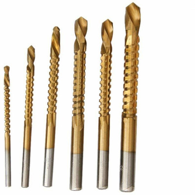 REHTRAD Set of 6pcs Ti Step Drill Bit Woodworking Metal Cutting Hole Saw AASONS 6pcs 3-8mm Serrated Grooving Cutting Carpenter Tap Spiral bit set