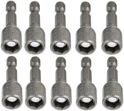 uptodatetools Hex Magnetic Power 8mm 5/16 Socket Adapter Drill Bit Nut Driver Set 1/4 inch Hex for Power Tools, 10-Piece