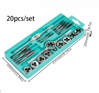 NITYA 20PCS Hand Tap And Die Set - M3-M12 Screw Thread Plugs Straight Screw Thread & tapping Wrench