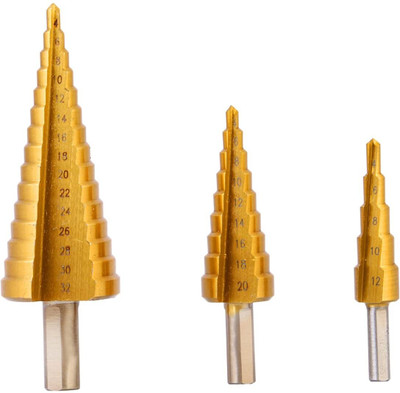 svh Hi Speed HSS Titanium Step drill bit Set of 3 Pcs 4-12mm/4-20mm/4-32mm
