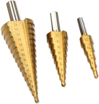 Toolihub 3Pc HSS Step Drill Bit Set 4~12mm 4~20mm 4~32mm 3Pc HSS Step Drill Bit Set