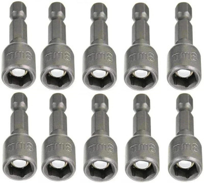 uptodatetools Hex Magnetic Power 8mm 5/16 Socket Adapter Drill Bit Nut Driver Set 1/4 inch Hex for Power Tools, 10-Piece