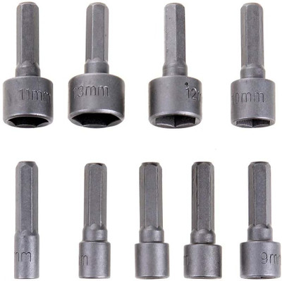KMECOMM 9PCS Nut Drivers 1/4 Inch Hex Shank CRV Screwdriver trong Sleeve Wrench Screw Power Drill Adapter Tool for Screws Hooks Bolt Heads
