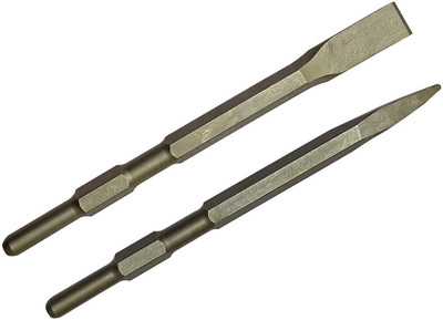 Inditrust Heavy duty Demolition Hammer bit 2pc Flat and Point size -17x280mm for Concrete , Cement , Stone and etc