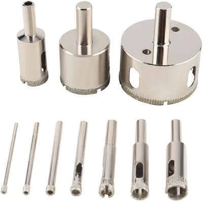 uptodateprouducts 10 Pcs 3-50mm Glass Hole Saw Diamond Coated Drill Bits Drilling Crown for Tile Marble Ceramic Power Tools