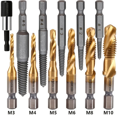 Verilux Drill Bit Set and Screw Extractors for Easy Removal 54 6Pcs Drill Bit Set and 5Pcs Screw Extractors High Speed Steel Metric Set 78 Specialty Woodworking Bits(Pack of 1)