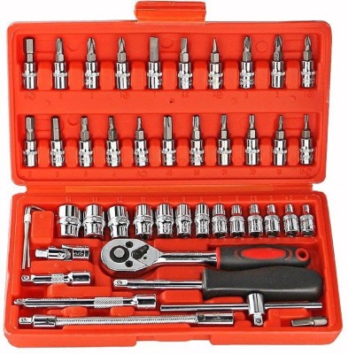 BANISTROKES 46 in 1 Pcs Tool Kit & Screwdriver and Socket Set Multi Purpose Combination Tool Case Precision Socket Set Power & Hand Tool Kit (46 Tools)