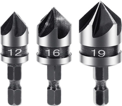 RAJry 3 Pieces 12, 16, 19 MM Countersink Power Drill Bit Bore Set For Wood Specially