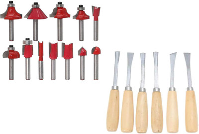 uptodateprouducts 12PCS 8MM SHANK ROUTER BIT SET WOODWORKING CUTTER TOOL WITH WOODEN CASE 6PCS WOODCARVING KNIFE WOODWORKING CHISEL