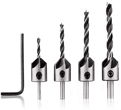 BANISTROKES Countersink Bit Set Drill Bits for Woodworking Tool Kit Countersink Drill Bits 3mm To 6mm with Hex Key - 4 Pcs