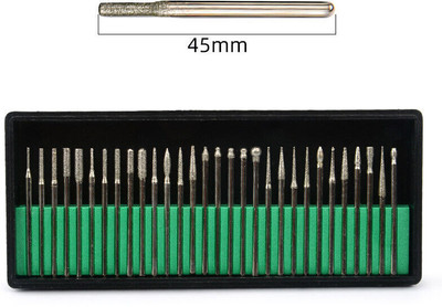 apex ecomm High quality 30pcs Diamond Burr Bits Drill Kit for Engraving Carving Grinding Rotary Tool Set