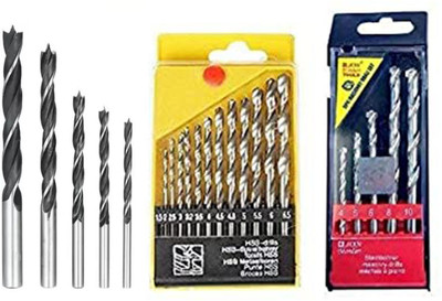 Kiesh Drill Bit Set 23 pcs Drill Bits Combo - 13 Pieces Hss Drill 5 pcs Sharpe Tip Drill for Wood, 5 Pieces Masonry Drill Set for Pastic Aluminium DB0125 Rotary Tool(6.5 mm)