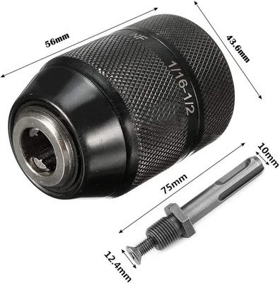 uptodateprouducts 13mm Capacity Keyless Hand Drill Chuck 1/2-20UNF Mount Quick Change Conversion Adapter with SDS Adaptor Accessories