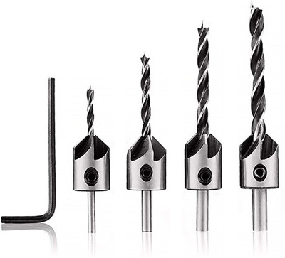 HASTHIP Chamfer High Carbon Steel Countersink Drill Bits for Woodworking 3 4 5 6mm 4pcs Countersink Drill Bits, Woodworking Countersink Drill Bits Set, Woodworking