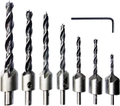Bluedeal High Speed Steel Countersink Drill Bit Set Power Tools Accessories with Hex Key for Plastic, Woodworking