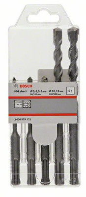 BOSCH 2608579121 SDSplus hammer drill bit set 5/6.5/8/10/12 (Pack of 5) Optimised for Drilling in Concrete