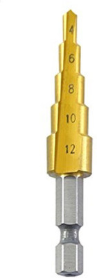 Tools Centre HSS Step Drill Bits Drill Bit Set Power Tools Step Drill 4-12/4-20/4-32mm Cone Titanium Coated Metal Hole Cutter Tools (1 Pcs 4 To 12 mm)