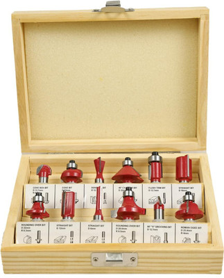uptodateprouducts 6 mm Router Bit Set 12 Pcs Multi Shape for Router/Trimmer Combo with Wooden Box Specially Designed for Wood Working