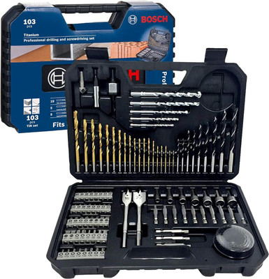 BOSCH Professional 103-Pcs Accessory Set | Versatile Drilling & Screwdriving Kit Titanium-Coated Metal Drill Bits | Precision Hole Saws
