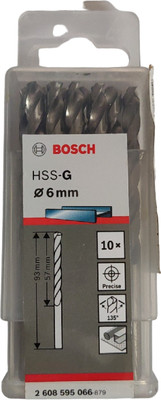 BOSCH 2608595066 HSS-G 6.0 MM Drill Bits for Metal (Pack of 10)
