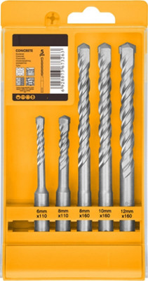 GSK Cut 5Pcs set SDS Plus Hammer Drill Bits Set for Concrete Brick, Block, Stone,Masonry SDS Plus Hammer Drill Bits Set