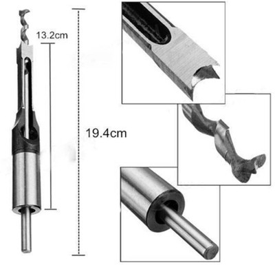 uptodatetools drill bit tool accessories- 8mm Square Square Hole Saw Wood Drill Bit Mortising Chisel Woodworking Tool Bit 8mm