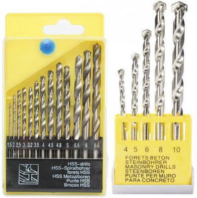 Digital Craft 13pcs 1.5-6.5mm HSS Twist Drill Bit Set for Metal Power Tools Accessories Drill Bit Tool 5pcs Masonry Drill Bits Tungsten Carbide Tipped Concrete Drilling Set