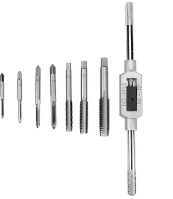 AS TOOL CENTER 8pcs Metric Thread Machine Taps Set, Hand Screw hread Plug Taps M3 M4 M5 M6 M8 M10 M12
