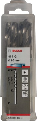 BOSCH 2608595077 HSS-G 10 MM Drill Bits for Metal (Pack of 5)