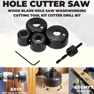 EXGMYT Drill Bit Set For Cutting Round Wood Power & Hand Tool Kit (6 Tools) Hole Saw Cutter 32mm/38mm/44mm/54mm (6 pcs)