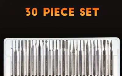 atozshop11 30Pcs Diamond Grinding Burr Needle Point Engraving Carving Polishing For Glass Jade Stone 3mm(0.12in) Drill Bit Rotary Tool Set