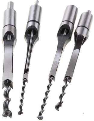 AS TOOL CENTER 4pcs Woodworking Square Drill Bits Set, HSS Wood Mortising Chisel Countersink Bits Woodworker Hole Saw Power Tool