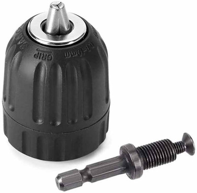 PKT 0.8-10mm Capacity Mount Keyless Drill Chuck 3/8-24 UNF Mount Thread Impact Chuck Converter Conversion Tool Quick Change Conversion Adapter with 1/4Inch Hex Shank